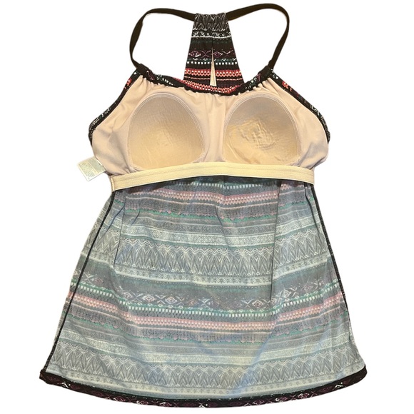 Kona Sol Women’s Halter Swim Suit Top, Geometric Lines, Black Pink, Medium - Picture 3 of 6